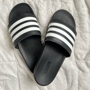 Adidas Black Slide Sandals with White Branding